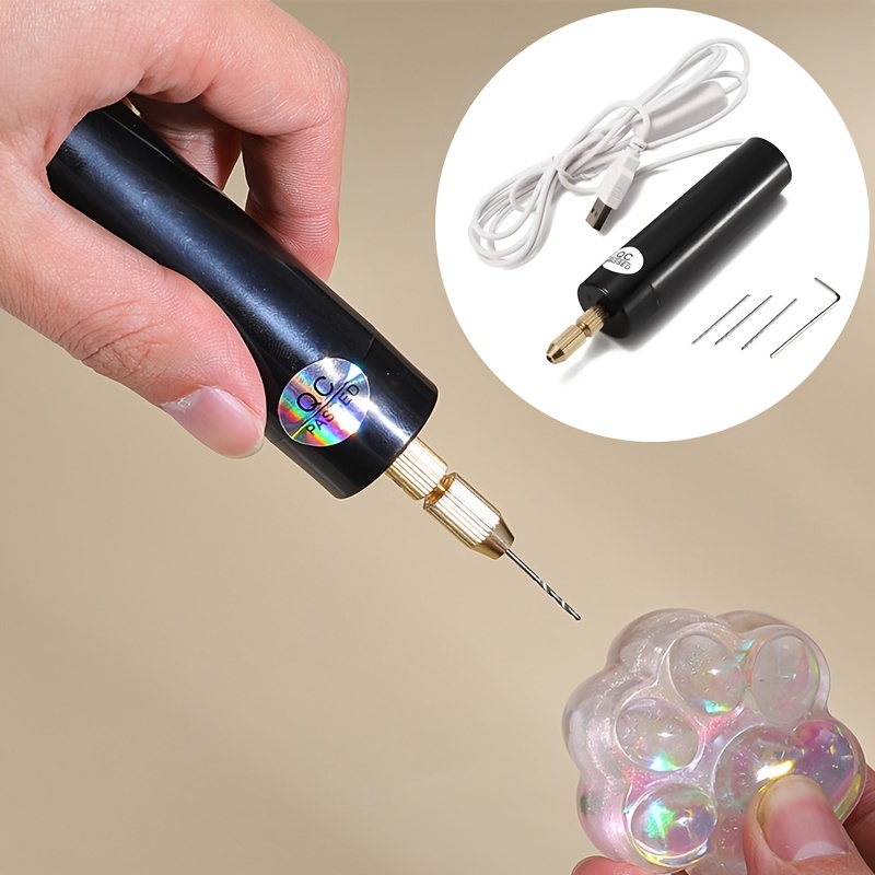 Jewelry Making Drill - ミニ電気ドリルキット USB 充電式ロータリーツール彫刻彫刻研磨 0.7-1.2 ミリメートル精密ジュエリー木材クラフト