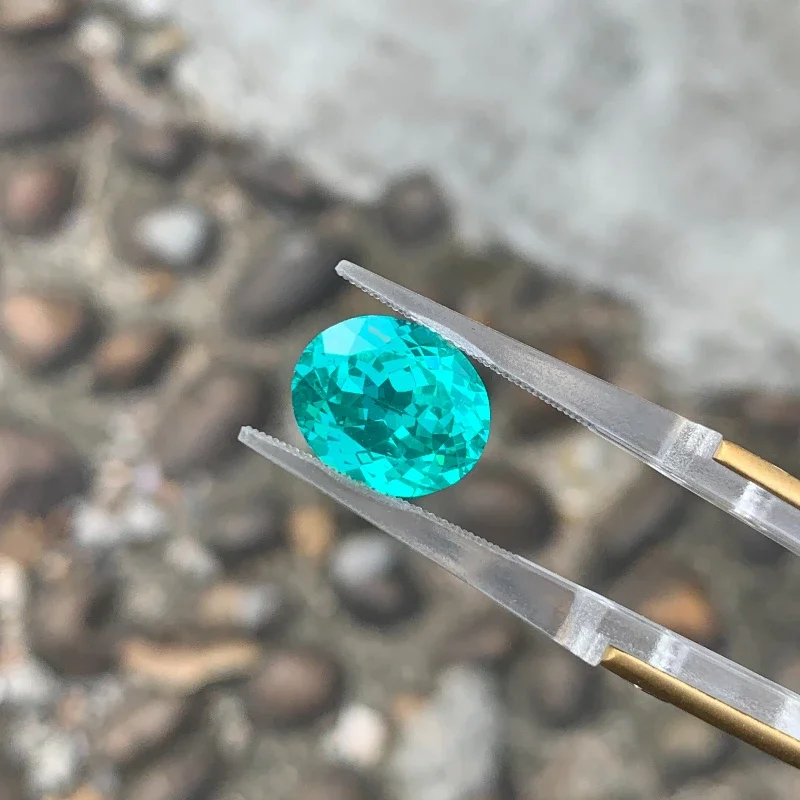 Jewelry Making Gemstones - 高品質なラボで育成されたパライバ・オーバルカットのルースストーン。認証済みで、DIYによる高度なジュエリー製作、インレイリング、ネックレス、ブレスレットに最適。