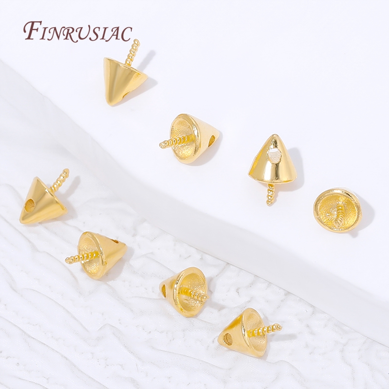 Jewelry Making Drill - 18K金メッキコーンスクリューパールベイルペンダントパーツ、半穴あきビーズ用DIYジュエリー製作アクセサリー