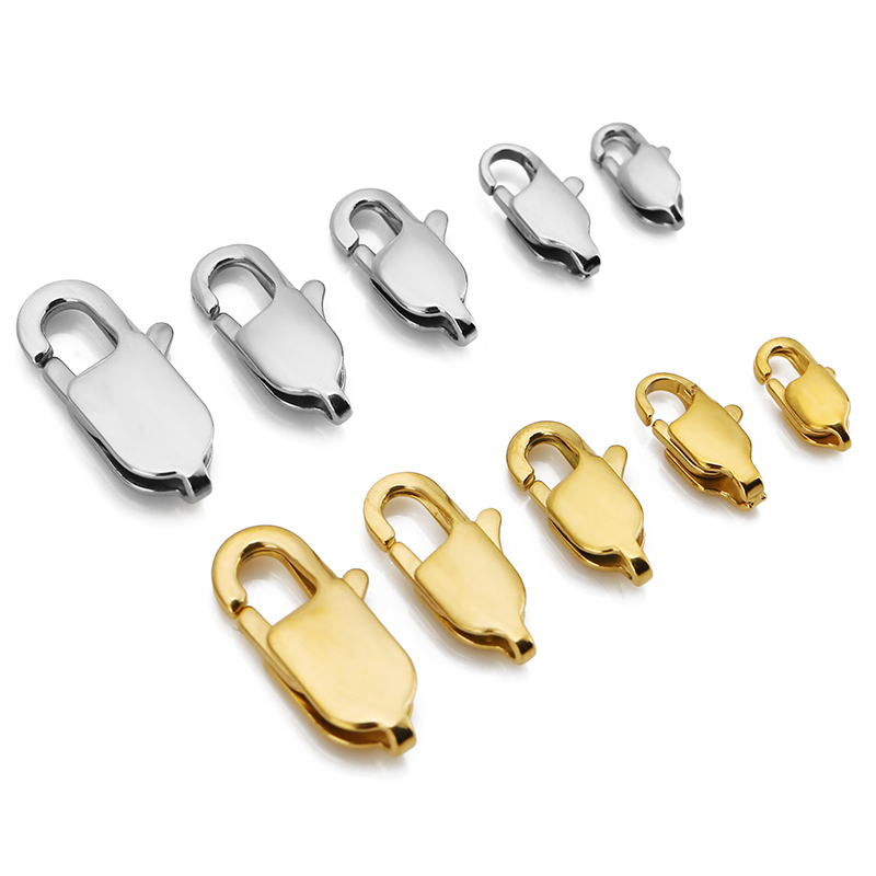 10 個ハイエンド品質ゴールドステンレス鋼長方形ロブスターク - Lobster Clasp Silver のレビューと価格
