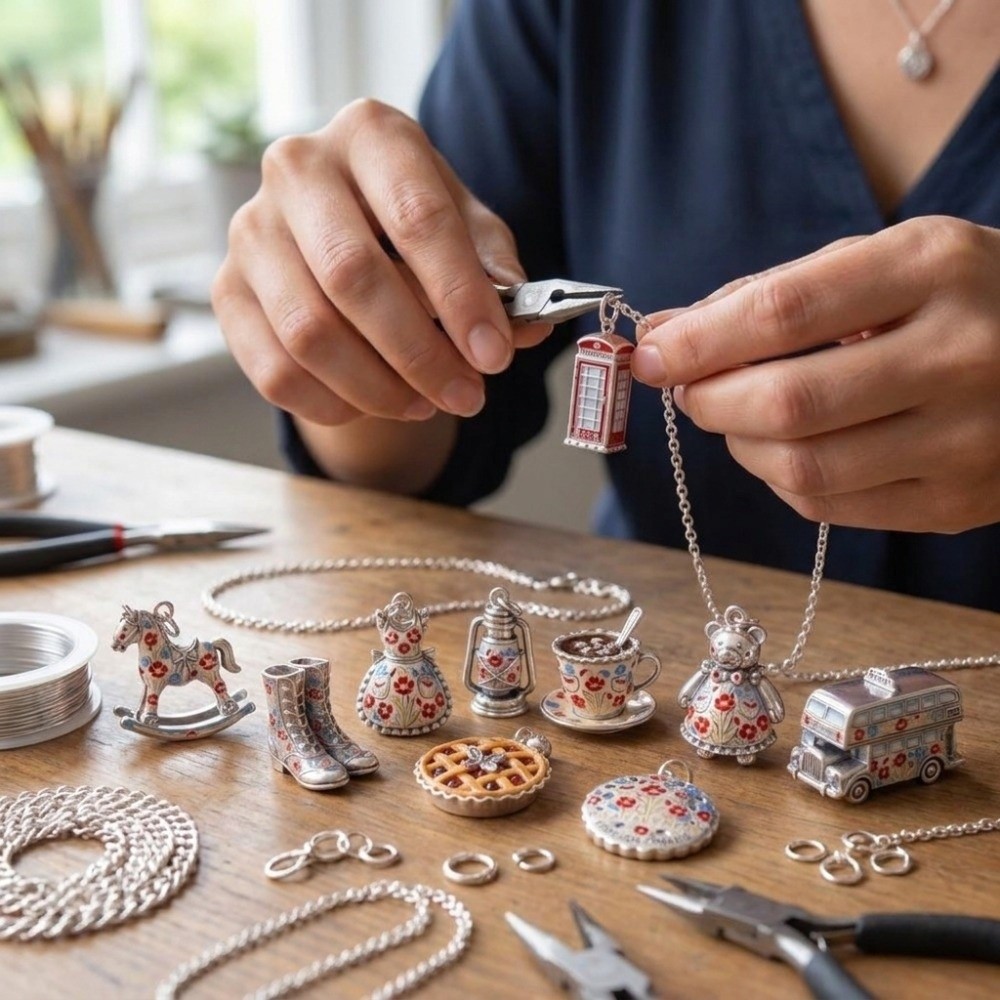 かわいいステンレス製の漫画風ペンダント。ミニチュアの英国をテ - Jewelry Making London のレビューと価格
